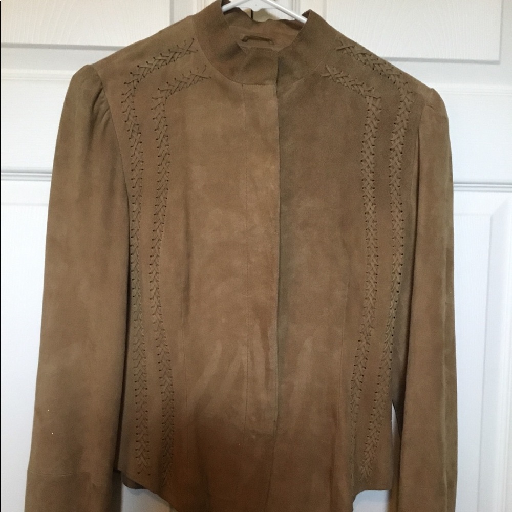 ARMANI Exchange Camel Suede Embroidered Jacket Med